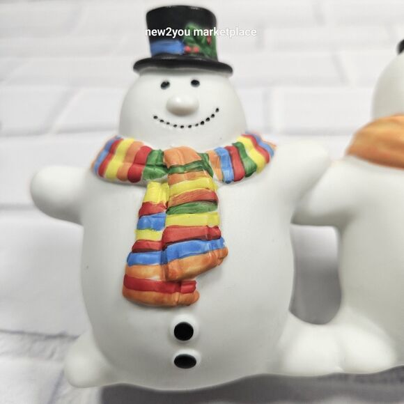 Dept 56 Ceramic Snowmen Figure Figurine  Christmas Holiday Hand Painted Colorful - Picture 12 of 16